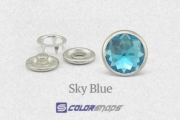 Sky Blue Leather Pearl Snaps